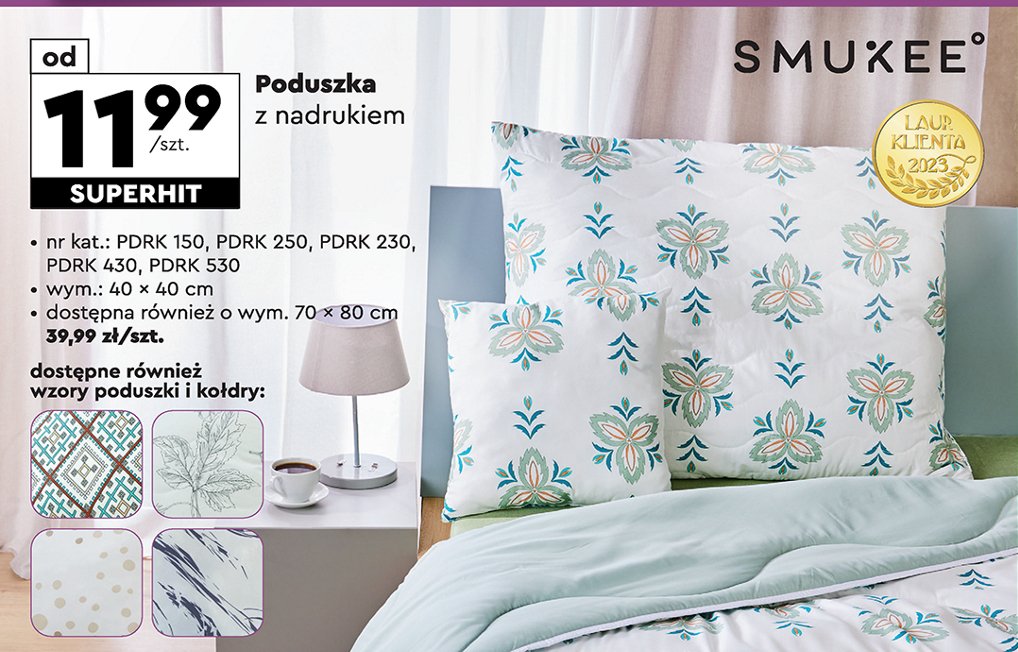 Poduszka z nadrukiem 70 x 80 cm Smukee home promocja