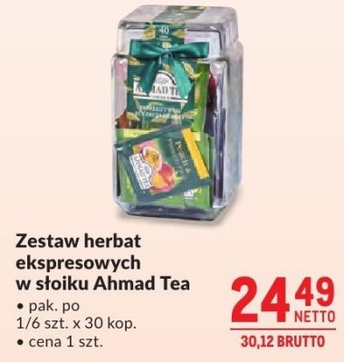 Zestaw herbat ekspresowych w słoiku Ahmad Tea promocja w Makro