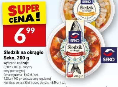 Śledź na okrągło Seko, 200 g promocja w Twój Market