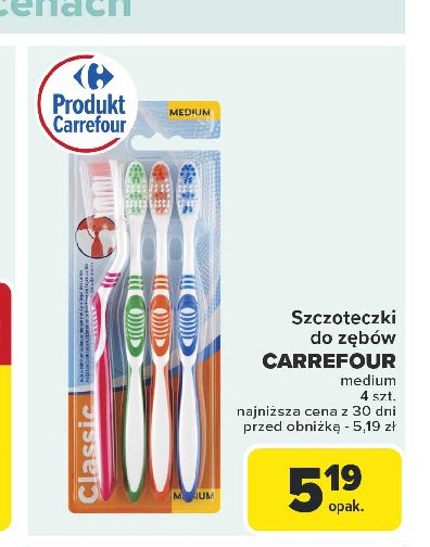 Szczoteczki do zębów medium Carrefour soft promocja w Carrefour