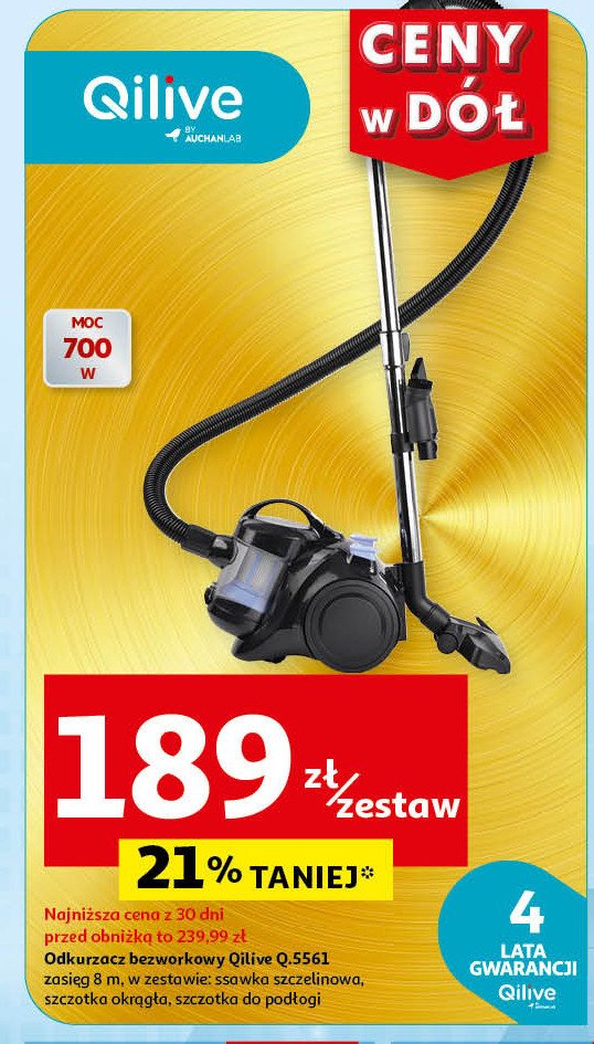 Odkurzacz bezworkowy q.5567 Qilive promocja