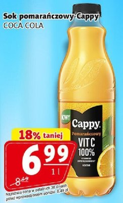 Sok pomarańczowy Cappy COCA COLA 1 l promocja w Prim Market