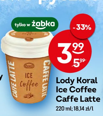 Lody caffee latte KORAL ICE COFFEE promocje