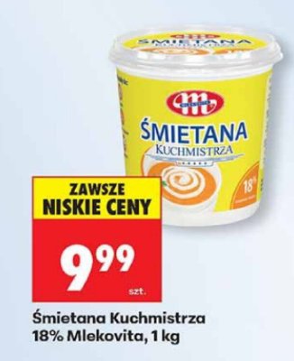 Śmietana Kuchmistrza 18% Mlekovita, 1 kg promocja w Biedronka
