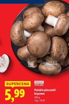 Pieczarki polskie brązowe 300 g promocja w Lidl