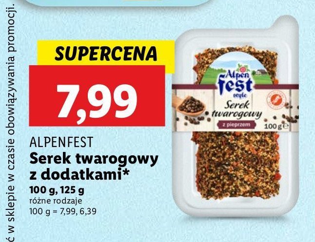 Serek twarogowy z pieprzem Alpen fest promocja