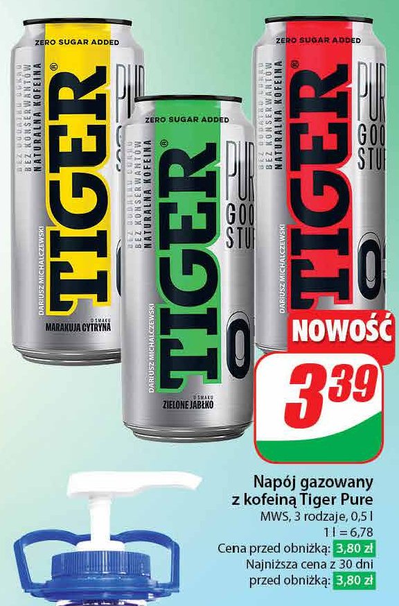 Napój pure truskawka Tiger energy drink promocja