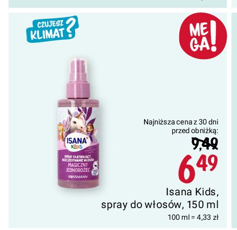 Spray ułatwiający rozczesywanie Isana kids promocja