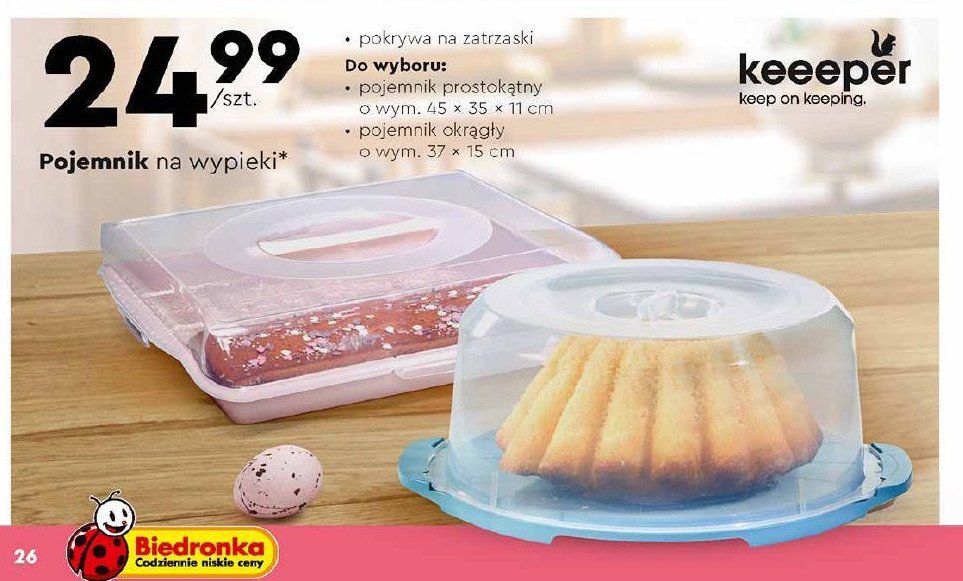 Pojemnik na ciasto 37 x 15 cm Keeeper promocja