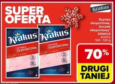 Szynka eksportowa, boczek eksportowy KRAKUS promocja w Carrefour Market
