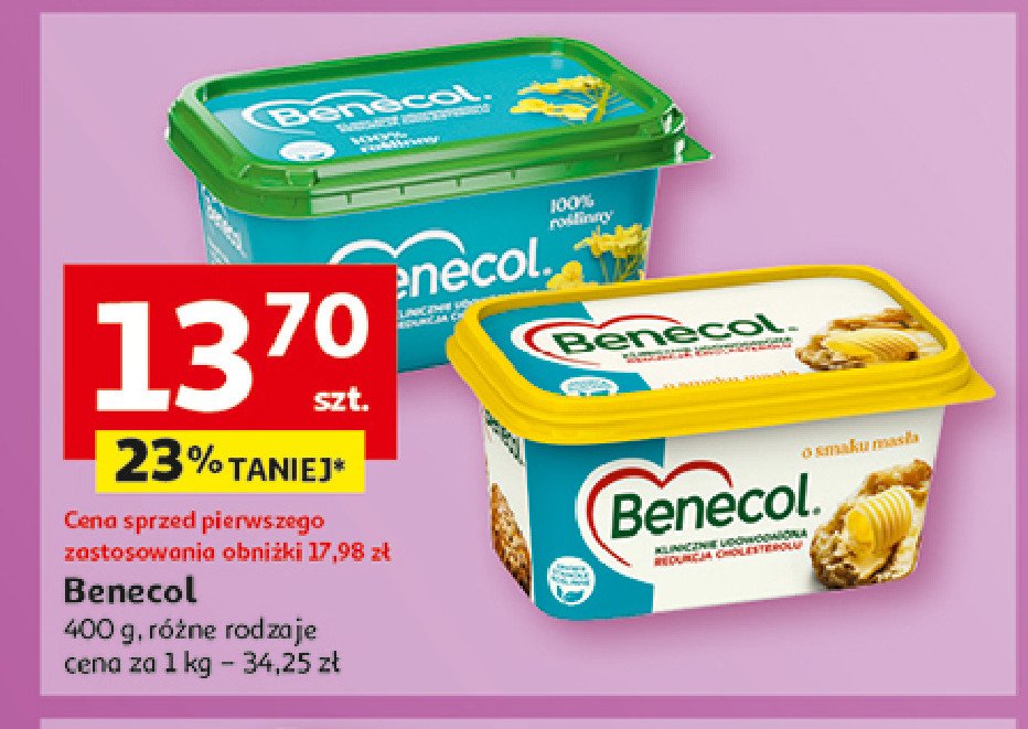 Margaryna Benecol o smaku masła promocja w Auchan