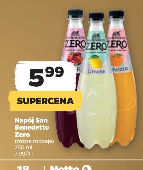 Napój aranciata zero San benedetto promocja w Netto