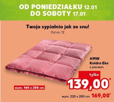 Kołdra Eko z pierzem AMW promocja w Kaufland