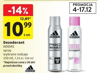 Dezodorant Adidas spray wybrane rodzaje 150 ml promocja w Intermarche