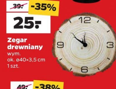 Zegar drewniany 40 x 3.5 cm promocja