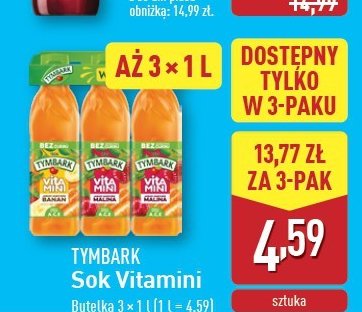 Sok banan + 2x sok malina Tymbark vitamini promocja