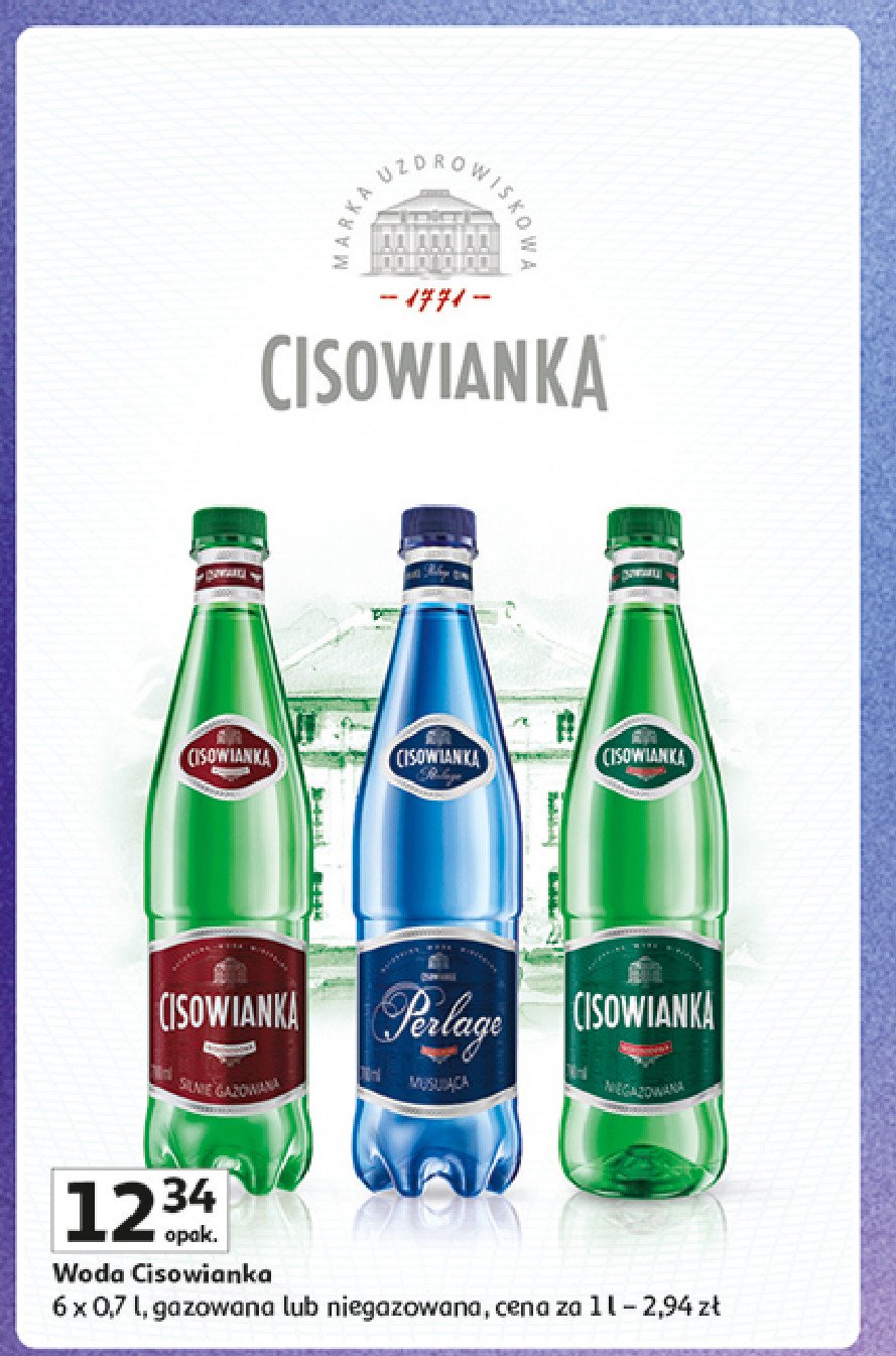 Woda musująca Cisowianka perlage promocja w Auchan