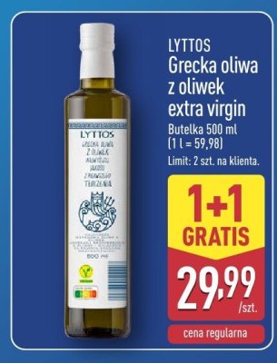 Oliwa grecka z oliwek extra virgin LYTTOS promocja w Aldi