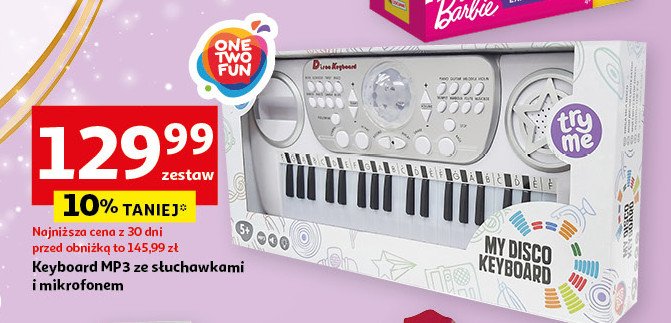 Keyboard mp3 ze słuchawkami i mikrofonem One two fun promocja w Auchan