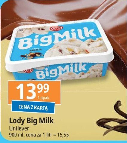 Lody bakalia Algida big milk promocja w Leclerc