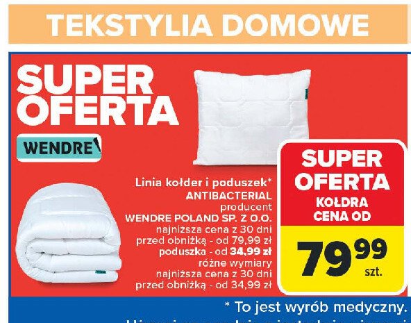 Poduszka antibacterial 70 x 80 cm Wendre promocja