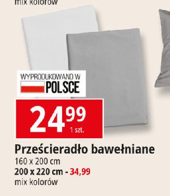 Prześcieradło bawełniane z gumką 200 x 220 cm promocja w Leclerc