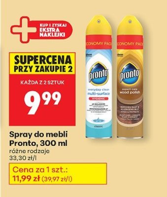 Spray do mebli Pronto, 300ml, różne rodzaje promocja w Biedronka