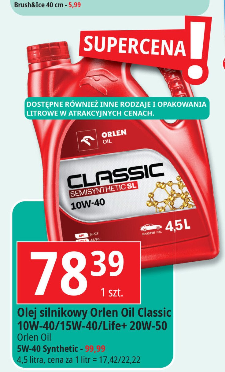 Olej syntetyczny 5w-40 Orlen platinum classic promocja