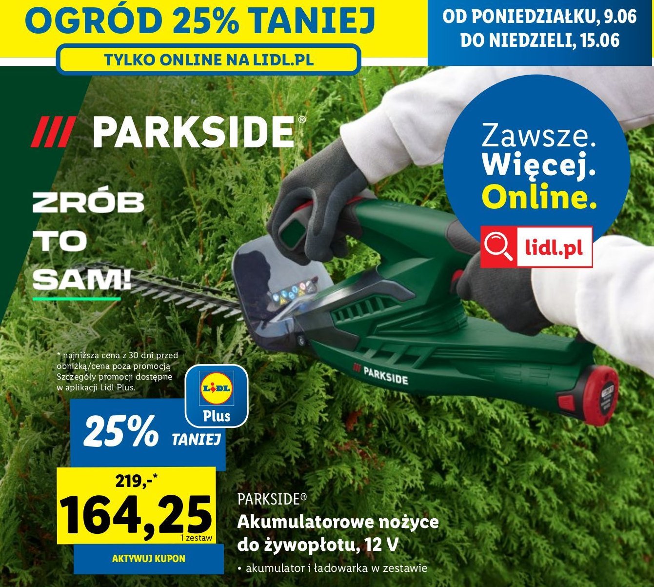 Nożyce  do żywopłotu akumulatorowe 12 v Parkside promocja w Lidl