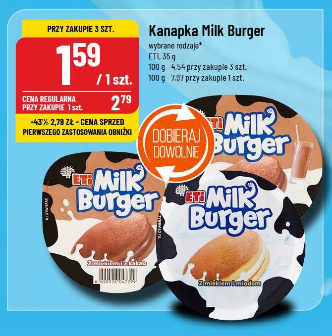 Baton z mlekiem i z miodem Eti milk burger promocja