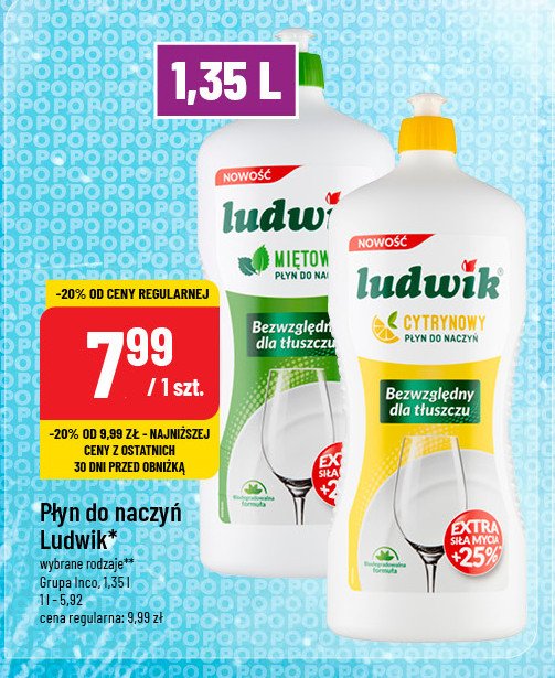 Płyn do mycia naczyń cytrynowy Ludwik promocja w POLOmarket