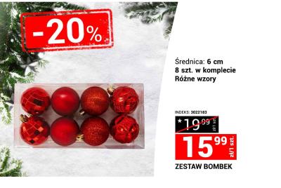 Zestaw bombek, średnica 6 cm, 8 szt. w komplecie, różne wzory promocja w Merkury Market