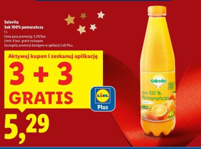 Sok 100% pomarańcza 3+3 GRATIS promocja w Lidl
