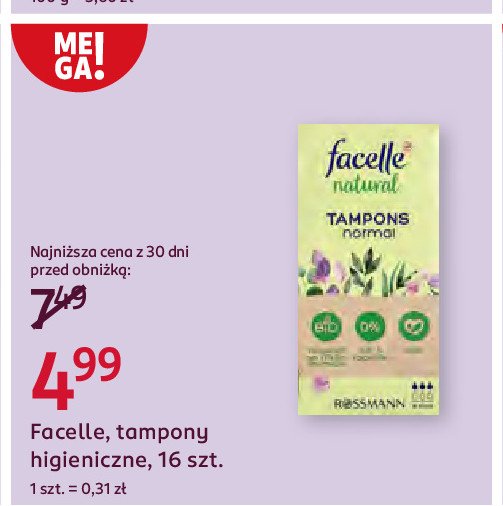 Tampony normal Facelle promocja w Rossmann