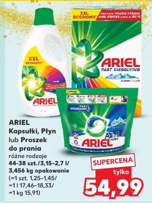Kapsułki do prania Ariel, płyn lub proszek różne rodzaje 44-38 szt./3,5-2,7 l/3,456 kg opakowanie promocja w Kaufland