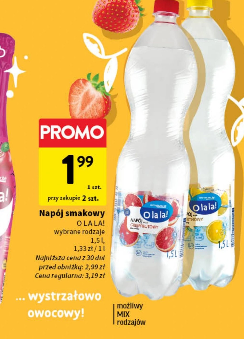 Woda grejpfrutowa O la la! promocja w Intermarche