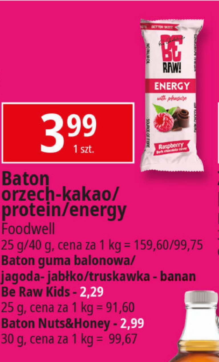 Baton protein 30% cranberry Be raw! promocja