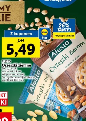 Orzeszki ziemne prażone i niesolone Alesto promocja
