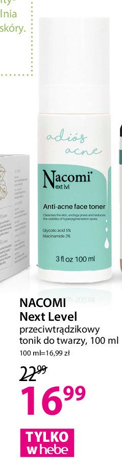 Tonik do twarzy adios acne NACOMI NEXT LEVEL promocja
