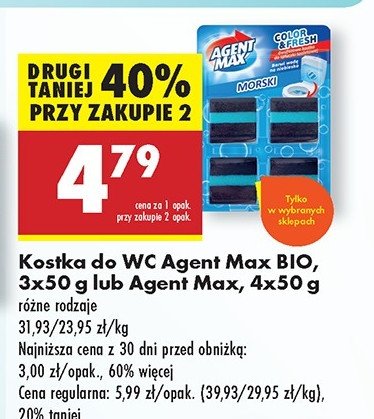 Kostki do wc bio Agent max promocja w Biedronka