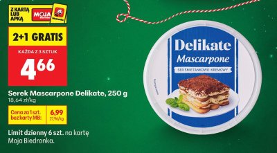 Ser Mascarpone Delikate promocja w Biedronka