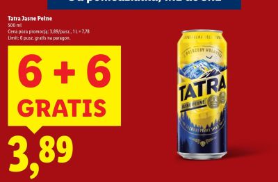 Piwo Tatra Jasne Pełne promocja w Lidl