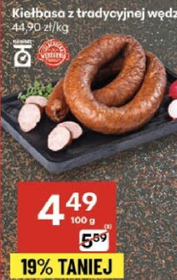 Kiełbasa z tradycyjnej wędkarni promocja w Delikatesy Centrum