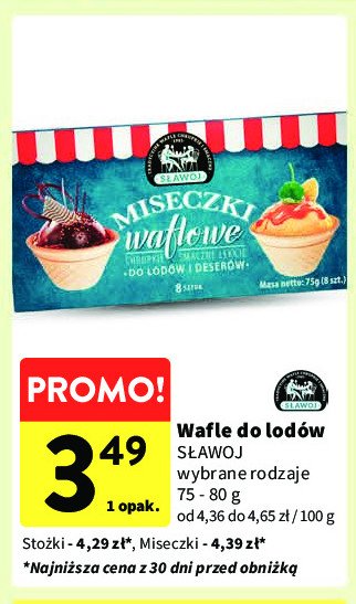 Wafle do lodów stożki Sławoj promocja