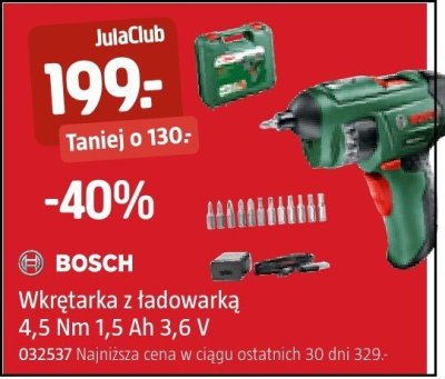 Wkrętarka z ładowarką BOSCH 4,5 Nm 1,5 Ah 3,6 V promocja w Jula
