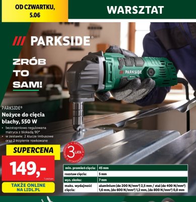 Nożyce do cięcia blachy 550w Parkside promocja