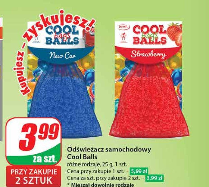 Odświezacz samochodowy cool balls strawberry TASOTTI promocja