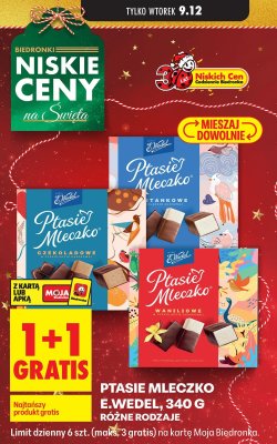 Ptasie Mleczko E.Wedel - Czekoladowe w czekoladzie deserowej promocja w Biedronka