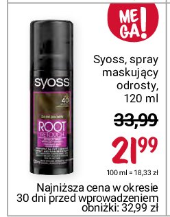 Spray maskujący odrosty - ciemny brąz Syoss root retoucher promocja