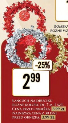 Łańcuch na druciku różne kolory dł. 7 m promocja w Dino